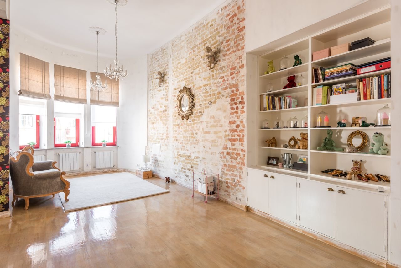 interior-brick-wall-german-smear Loft with exposed German smear brick wall